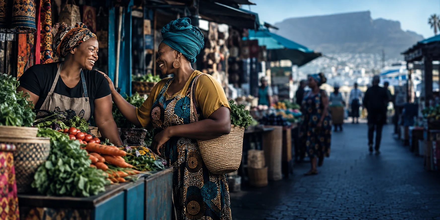 Local business owners connecting at a South African market
